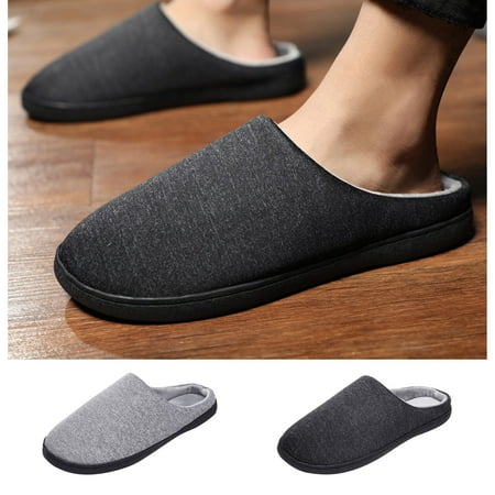 

Seasonal Savings! Womens House Slippers Women s Mens Couples Solid Flock Warm Non-slip Floor Home Slippers Indoor Shoes Black 36 SOPATENOR