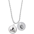 thumbnail image 1 of Delight Jewelry Silvertone Domed Contemporary Dance Splits Silvertone Script Initial Disc - O - Charm Necklace, 20"+3", 1 of 4