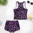 thumbnail image 6 of COEQINE Girls Tankini Swimsuit Two Piece for Big Kid Tween 12-13 Years, Tank Neck Top with Boyshort Swimwear, Modest Bathing Suit with Removable Chest Pads, Purple Leopard Print, 6 of 8