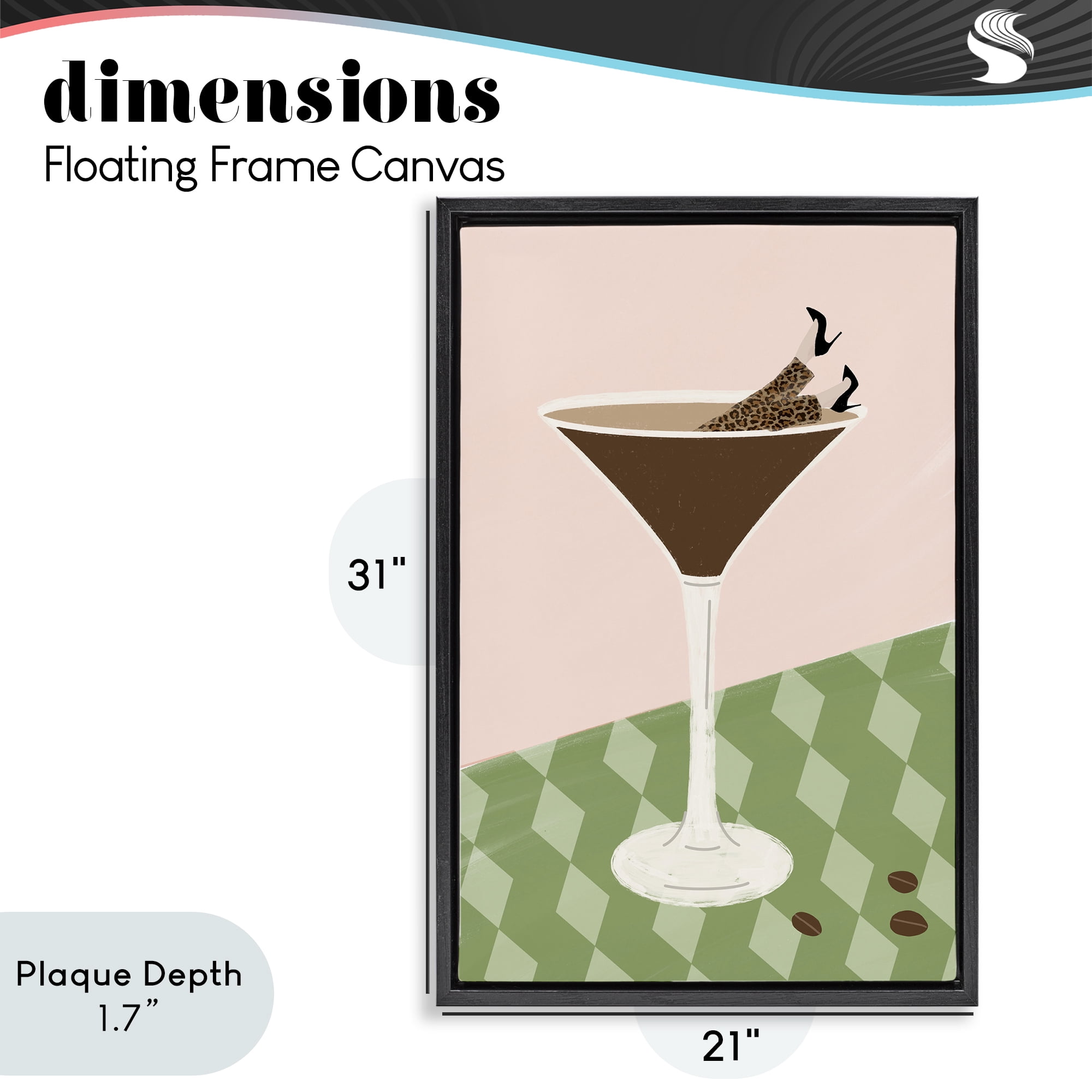 Stupell Industries Glam Martini Splash Black Framed Floater Canvas Wall Art, design by Emily Navas