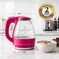 thumbnail image 6 of OVENTE 1.5L Glass Electric Kettle Water Boiler, Pink KG83F, Fast Boiling, Borosilicate Glass, BPA-Free, Blue LED, Auto Shut-Off, Boil-Dry Protection, Removable Filter, 360° Base, 1100W, 6 of 8