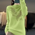 thumbnail image 4 of Itsame Women Knitted Sweater High Neck Pullover Sweatershirt Long Sleeves Solid Color Sweatshirts Green Size 2XL, 4 of 4