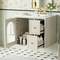 thumbnail image 4 of 24" Bathroom Vanity Set Wall Mounted for Small Space, Bathroom Cabinet with Ceramic Sink, 2 Drawers and 1 Soft-Close Door, 4 of 9