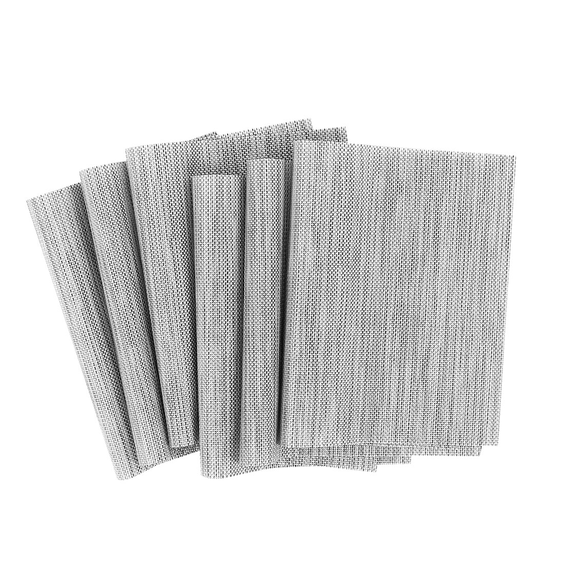 Heat Resistant Nonskid PVC Table Mats Woven Placemats Gray ，Set of 6