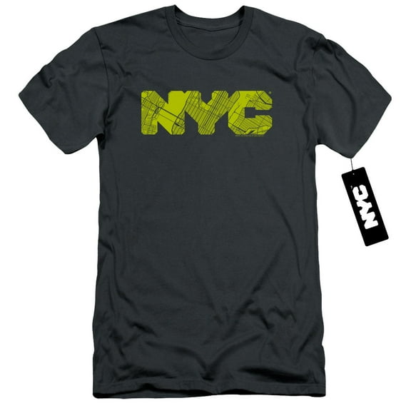 New York City Nyc Map Fill Adult 30/1 T-Shirt Charcoal