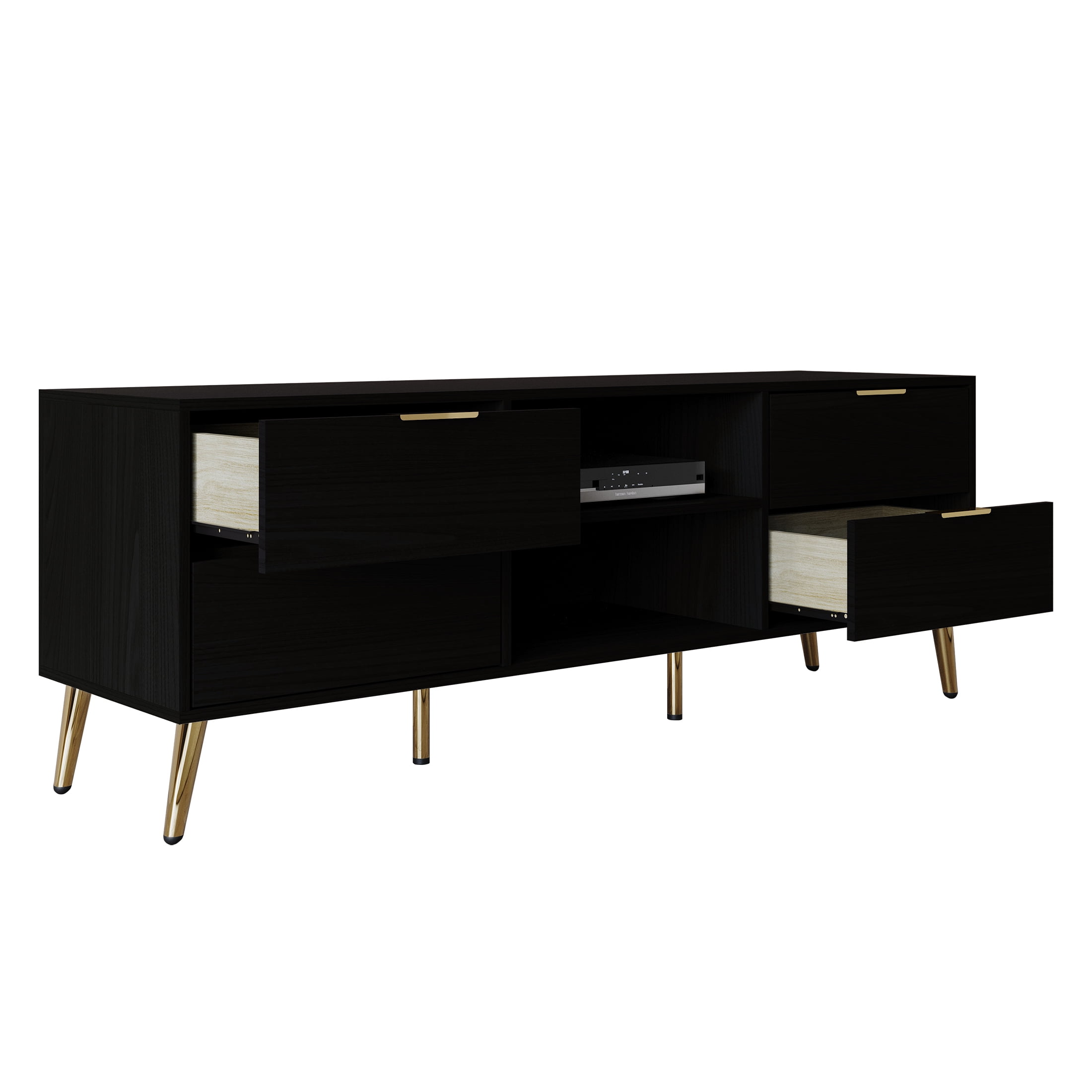 Castle Place Contemporary TV Stand Console for TVs up to 70" , Black