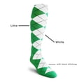 thumbnail image 2 of Golf Knickers Colorful Knee High Argyle Cotton Socks For Men Women and Youth - AA: Lime/White - Youth, 2 of 2