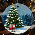 thumbnail image 5 of HongHeng 1Pc Acrylic Round Christmas Ornament, Santa on the Move Print Round Acrylic Ornament Festive Tree Decoration with Hanging String, Lightweight, 5 of 7