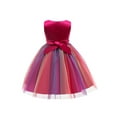 thumbnail image 2 of Toddler Kids Baby Girls Rainbow Mesh Tutu Princess Dresses Lace Flower Sleeveless Formal Party Evening Dress, 2 of 3