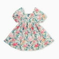 thumbnail image 2 of Toddler Girl Dress Puff Sleeve Dress Summer Dress Floral Print Lace Light Dress Sundress Of Casual Skirt Casual Dresses,Size 4 Years-5 Years, 2 of 6
