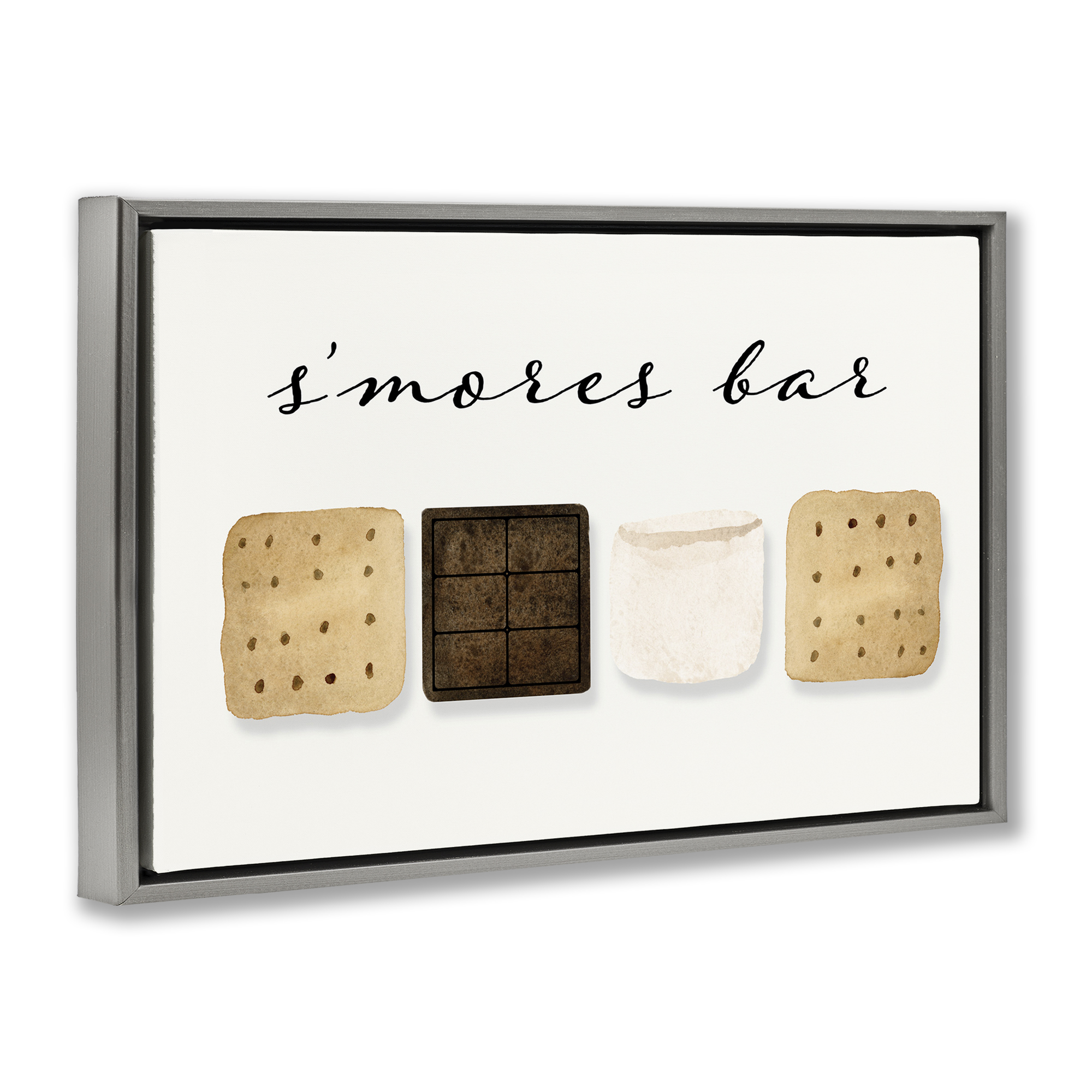 Stupell Industries S'mores Bar Ingredients Food & Beverage Painting Gray Floater Framed Art Print Wall Art, 25 x 17