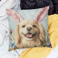 thumbnail image 2 of Patifu Easter Dog Pillow Covers Golden Retriever with Bunny Ears Throw Pillowcases, Spring Eggs Puppy Floral Cuchion Covers for Holiday Patio Sofa Couch Decor 18x18in, 2 of 5