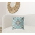 thumbnail image 5 of Aqua Blue Floral Geometric Suede Throw Pillow, 5 of 5