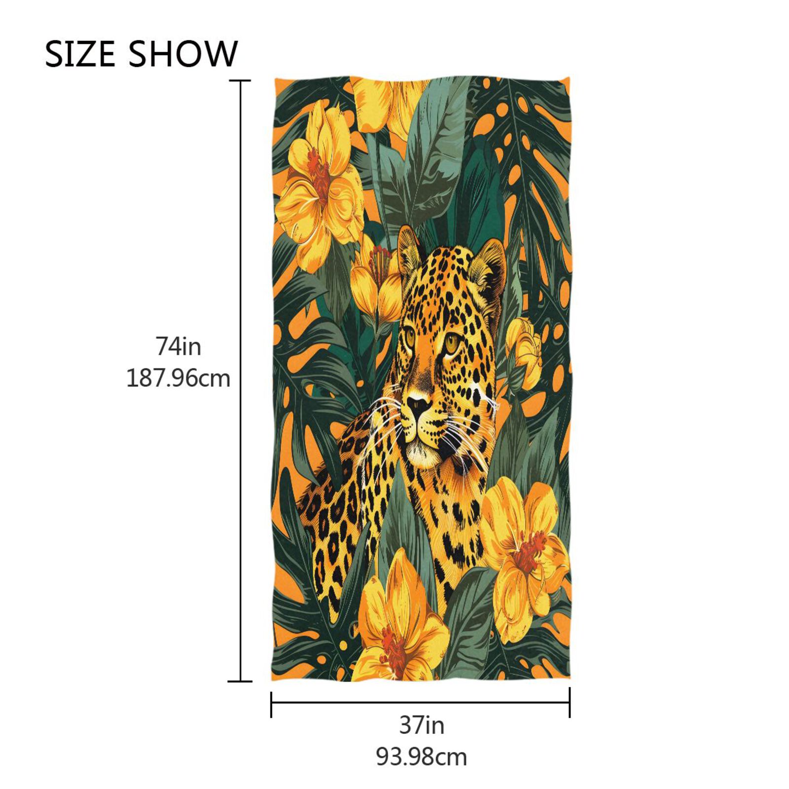 Leopard and Flowers Leaves Beach Towel Oversized Sandproof Absorbent Quick Dry Towels Adult for Travel Vacation Essentials