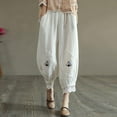 thumbnail image 3 of HomeGardon Pants for Women Ladies' Loose Casual Embroidered Lace Patchwork Lantern Pants Long Pants,M-XXXXL, 3 of 5