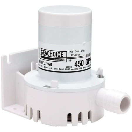 Seachoice 12V Mini Bilge Pump 450 GPH with 3/4" Ports
