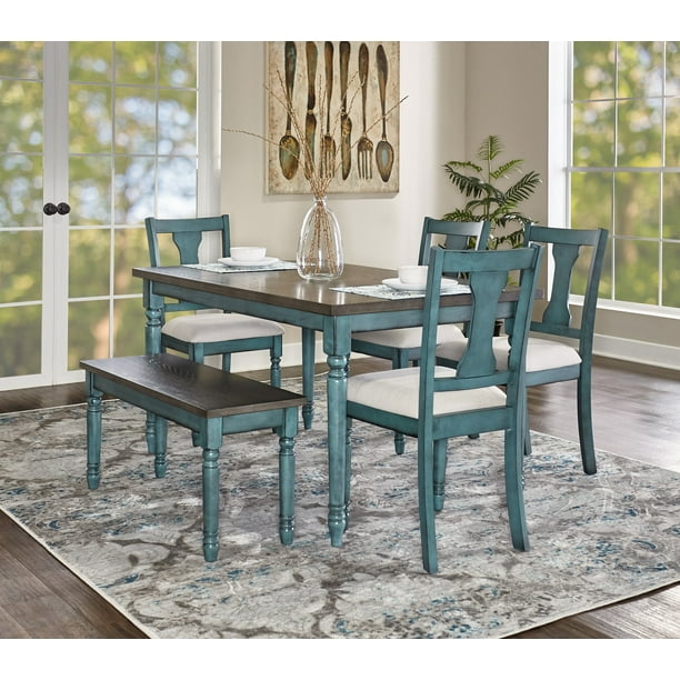 Powell Willow 6 Piece Dining Set, Louis White Dining Table And 6 Nicole Chairs