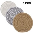 thumbnail image 1 of Juego de 3 posavasos calientes de tejido de algodón | Almohadillas calientes para cocina | Posavasos de cuerda de algodón, manteles individuales, agarraderas, aislamiento, tejido de hilo de algodón, 1 of 8