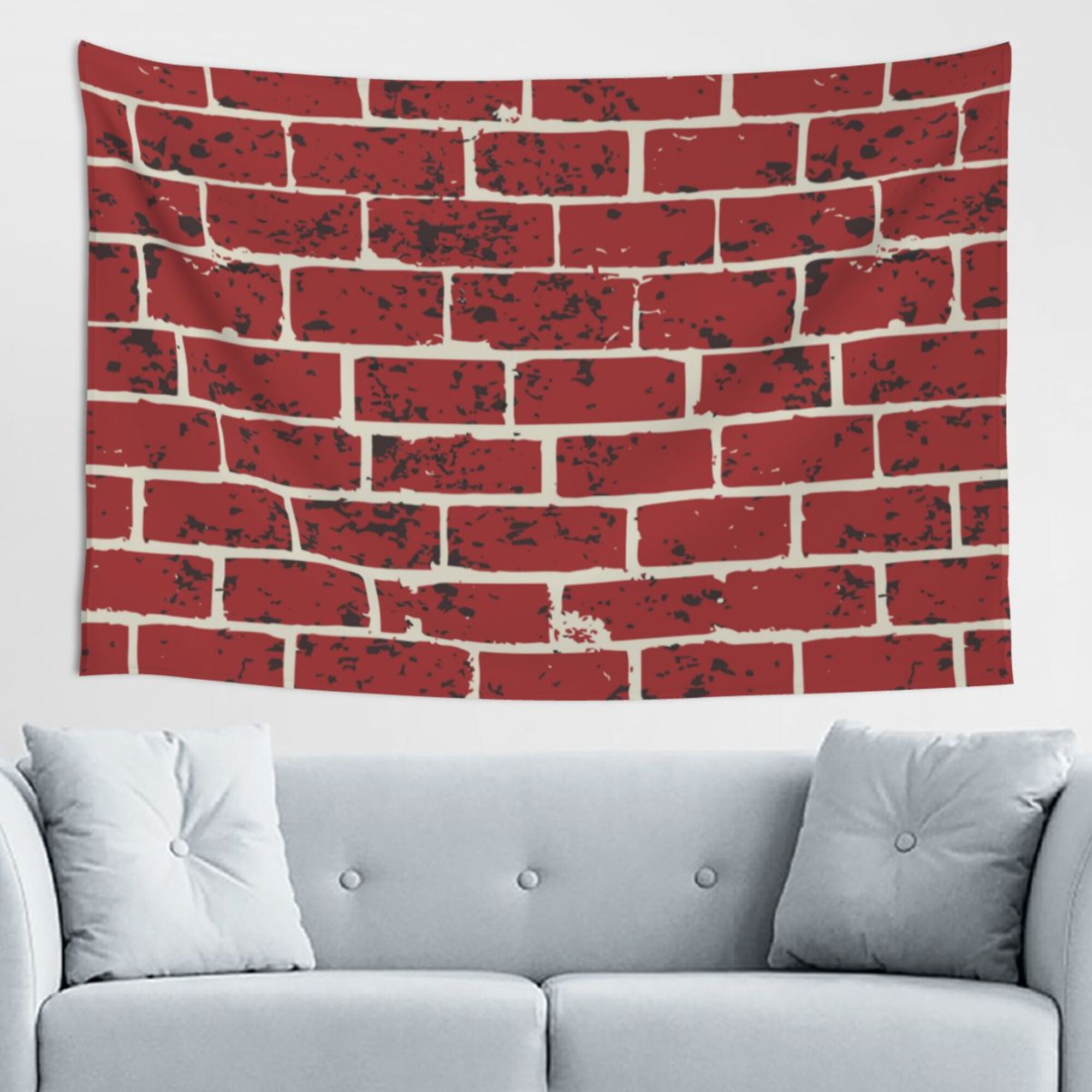 Brick Tile Wall Tapestry Red Construction Wall Hanging Tapestries Dorm Room Home Decor 60 x 40