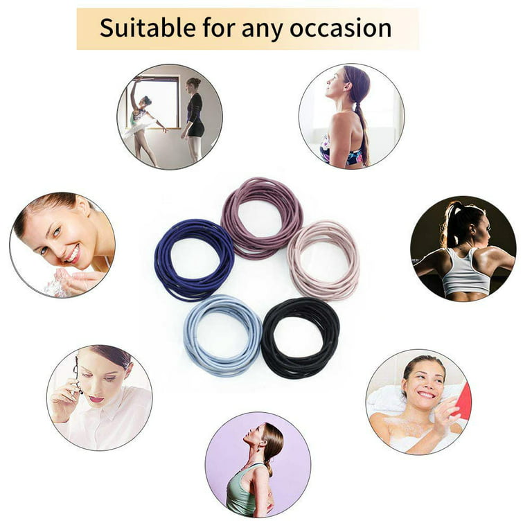 100 Pieces Hair Ties, Elastic Hair Ties Hair Bobbles Hair Bands For Women  With Thick Hair, Hairbands For Girls Hair Elastics Band No Metal Ponytail
