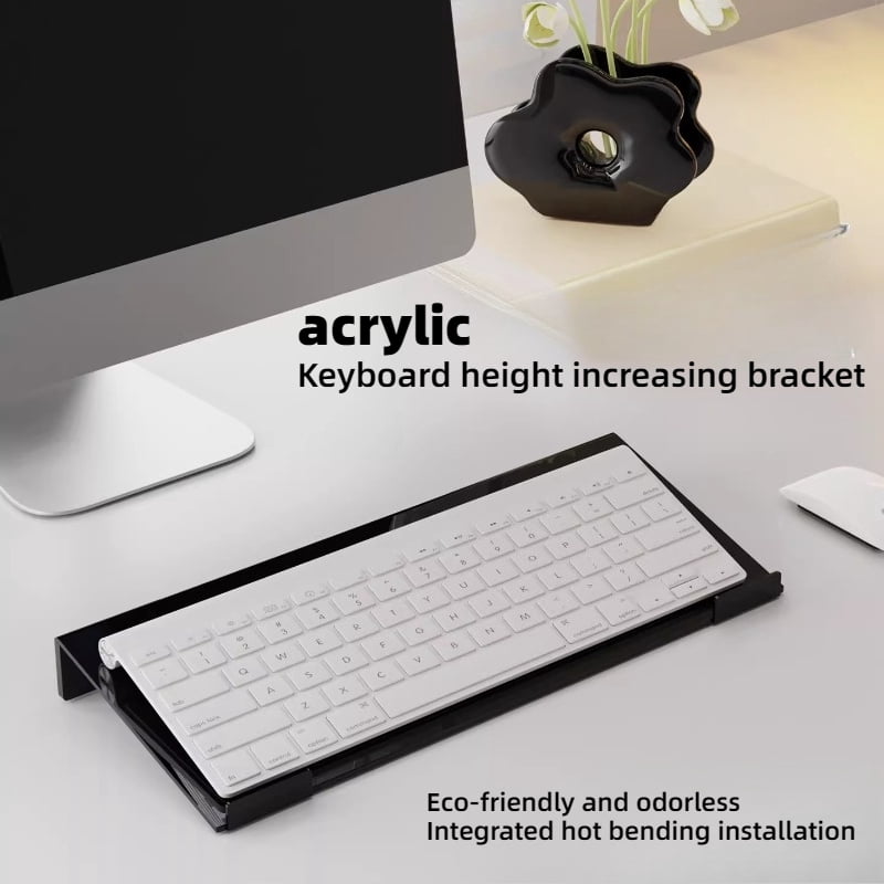 Acrylic Keyboard Stand, Adjustable Ergonomic Keyboard Riser with Wrist Rest, Desktop Tilted Platform Stand for Mechanical Keyboard, Dust Cover & Storage Rack