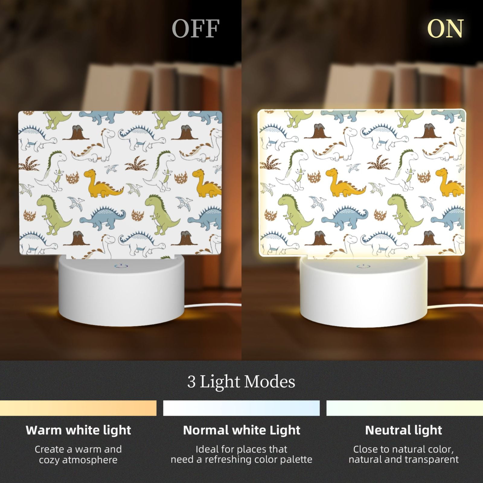 Kdxio Dinosaur Rectangular Acrylic Night Light Acrylic Sleep Night Light Friend Gifts for Birthday Gifts for Women Teens Boys Girls