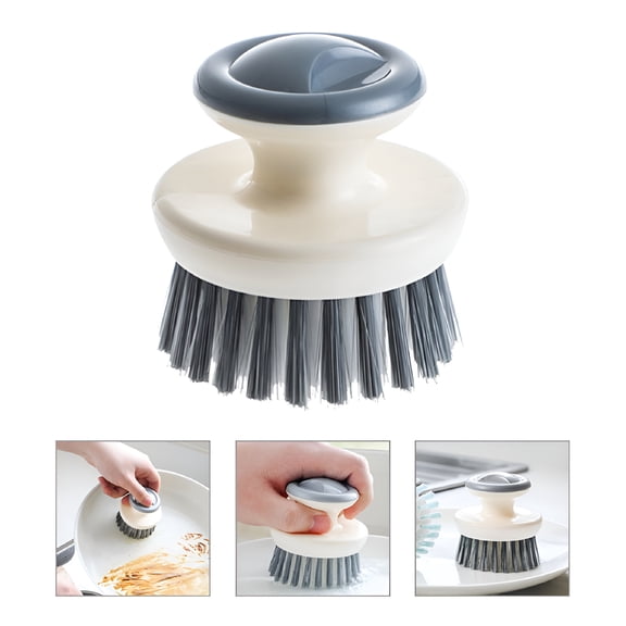 ACDANC 2 Pcs Dish Washing Brush with Handle Kitchen Scrubber Scrubbers Grey