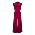 thumbnail image 5 of PiGOGI Women's Satin Jumpsuit - Stand Up Collar Sleeveless Wide Leg Romper, Backless Elegant Outfit for Party & Evening Wine XS, 5 of 5