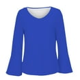 thumbnail image 5 of Flare Sleeve Top, Comdrip Fall T Shirts Women Loose Fit Long Sleeve Boat Neck Tops Casual Blouses Print Sleeve Tops Going Out Tops with Sleeves Blue L, 5 of 6