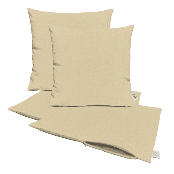 RSH Decor: Sunbrella Pillow Covers Set of 4 | 24" x 24" Square Covers | Weather-Resistant Sunbrella Fabric | Canvas Antique Beige