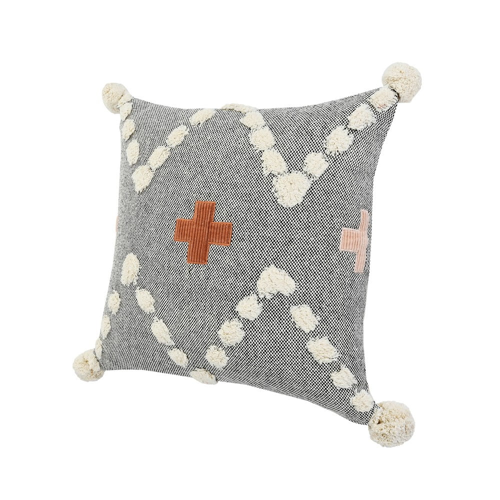 Ox Bay 20" x 20" Hand-stitched Gray/ Orange Geometric Organic Cotton Pillow Cover
