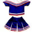 thumbnail image 2 of Tenue de Cheerleader pour Filles Uniforme Costume Cosplay Manches Bleu/blanc/rouge (S / 2-5), 2 of 5