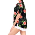 thumbnail image 3 of LA LEELA Button Down Shirt for Women Casual Summer Beach Party Short Sleeve Vacation Tops Blouse Shirt Hawaii Blouses Hawaiian Shirts for Women S Hibiscus, Black, 3 of 4