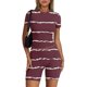 thumbnail image 4 of Blusas para Mujeres Casual Sólido Manga Corta Blusa de Cuello Redondo Y Pantalones Cortos Cintura Elástica Set de Dos Piezas, 4 of 4