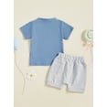 thumbnail image 6 of Caoirhny 0-3T Toddler Baby Boys Summer Shorts Sets Short Sleeve O Neck Letter Print Tops and Solid Color Shorts 2Pcs Outfits, 6 of 9