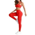 thumbnail image 2 of lcziwo Prime Sales of The Day, Workout Sets for Women Seamless High Waist Scrunch Butt Lifting Leggings and Sports Bras Solid Casual 2 Piece Outfits Red L, 2 of 4