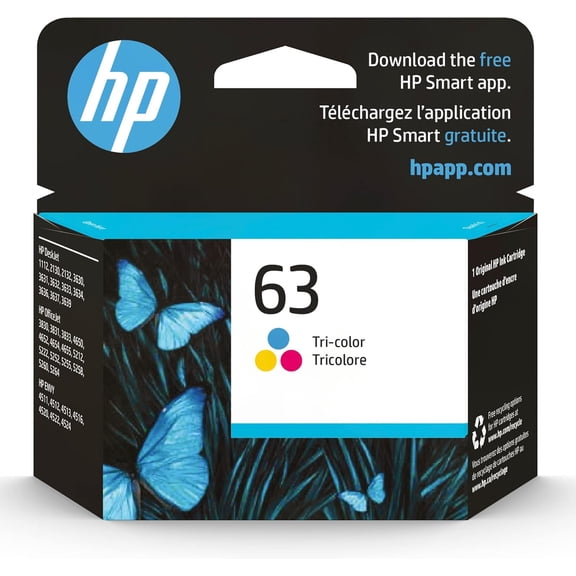 HP 63 Tri-Color Ink Cartridge F6U61AN Works with Printer Series: DeskJet 1112, 2130, 3630; Envy 4510, 4520; OfficeJet 3830, 4650, 5200 (Sold Without Manufacturer Warranty)