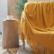 thumbnail image 5 of Knitted Throw Blanket Fringe Blush Yellow 50x60 | Decorative Tassel Boho Farmhouse Decor Couch Bed Sofa Fall Outdoor | Woven Modern Textured Afghan So, 5 of 5