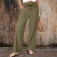 thumbnail image 2 of YIFUNIN Women's Casual Solid Color Loose Pants with Pockets, Fashion Comfort Trousers for Daily Outfits, Relaxed Fit Streetwear Style,Army Green L, 2 of 6