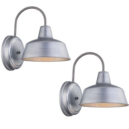Pia Ricco 1-Light Outdoor Barn Light With Galvanized finish 2 Pack - 8.35 x10.65 x11