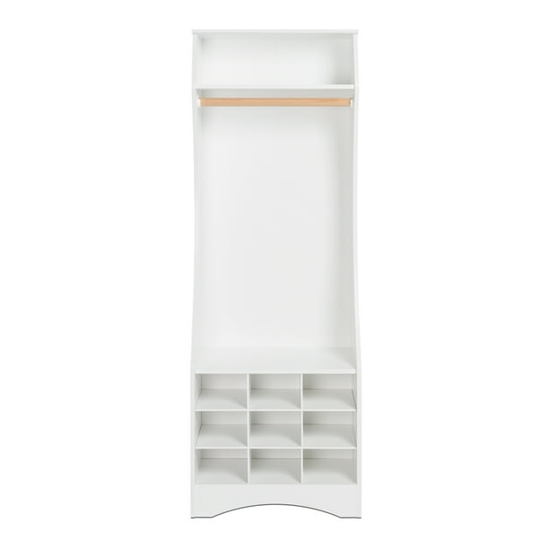 Prepac Entryway Modern Compact Wardrobe with Shoe Storage, White