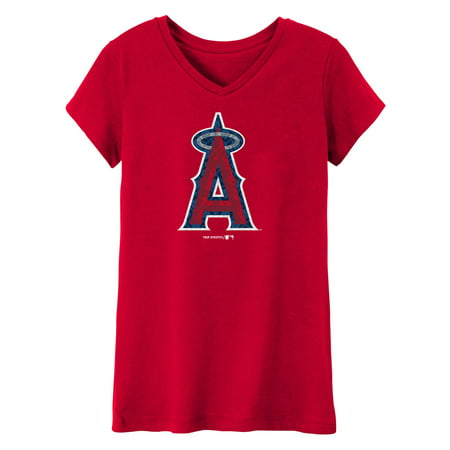 MLB Los Angeles ANGELS TEE Short Sleeve Girls 50% Cotton 50% Polyester Team Color 7 - (League Of Angels Best Angel)