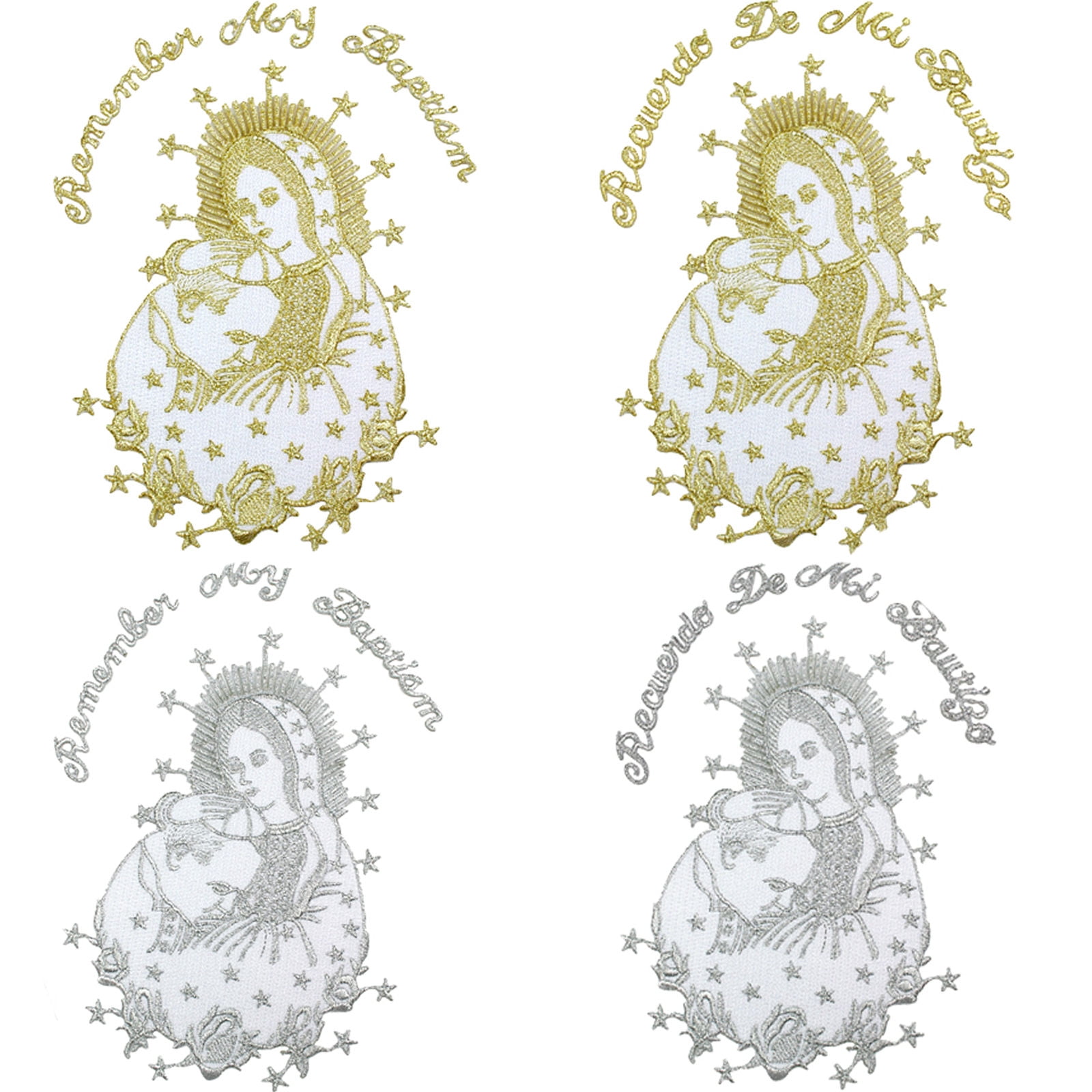 6pc Baptism White Tuxedo English Spanish Silver Gold Pope Santa Maria Mary Stole