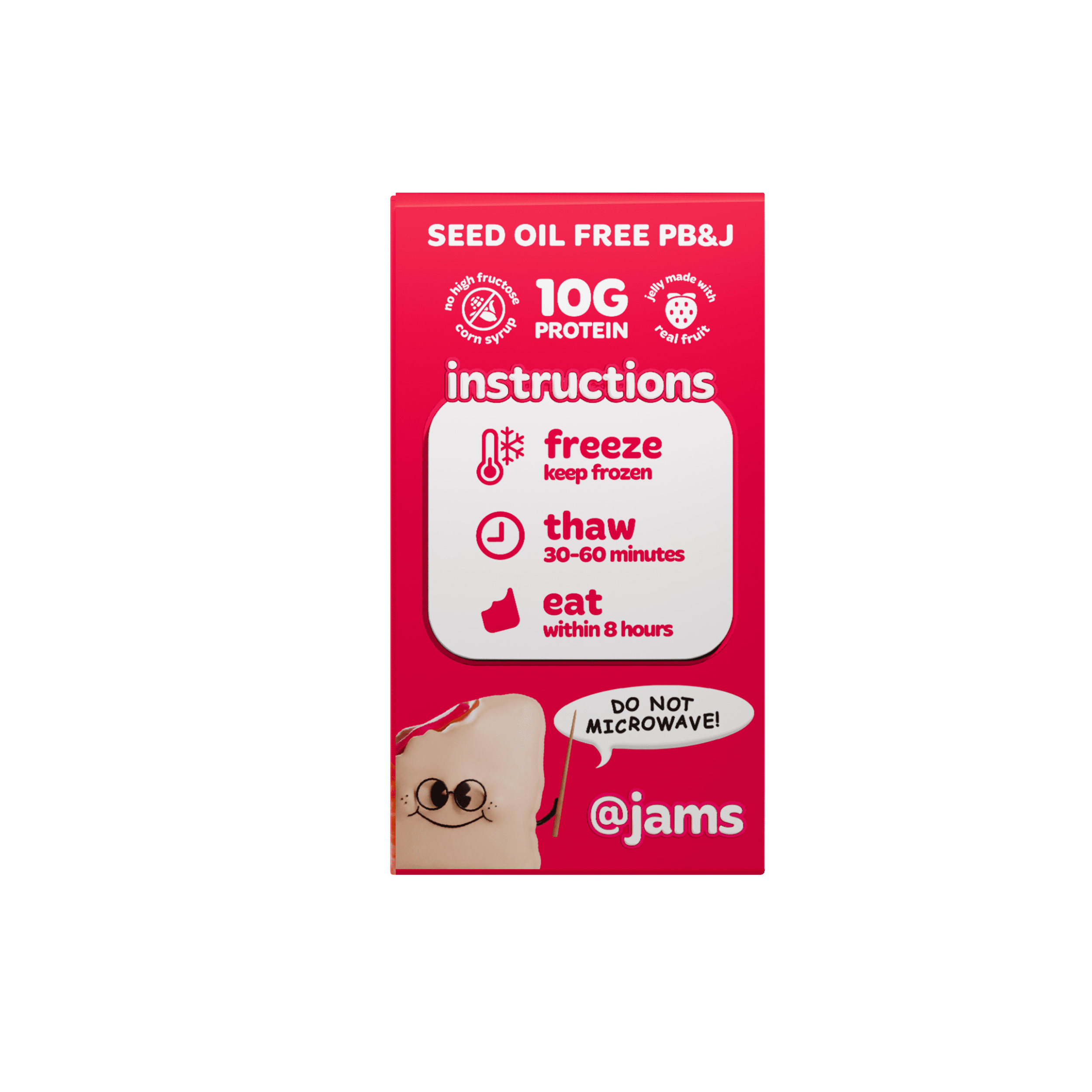 Jams Strawberry Protein 10g Peanut Butter & Jelly Frozen Sandwiches 4 Count, 10.7 Oz