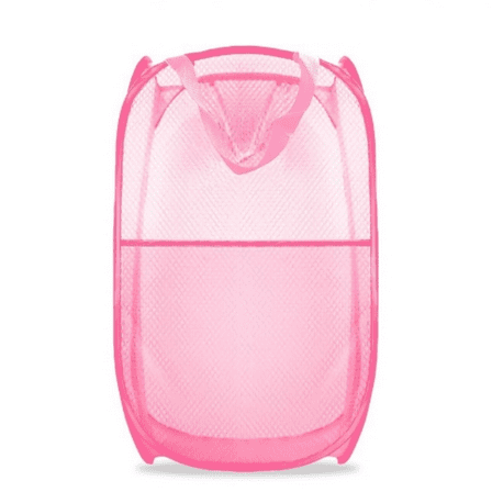 Collapsible Pop Up Laundry Hamper, Mesh Foldable Laundry Basket, Extra Large - 28" x 16" x 16"(Pink)