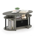 thumbnail image 4 of Pemberly Row Engineered Wood Oval Coffee Table with Bin in French Oak Gray/Black, 4 of 6