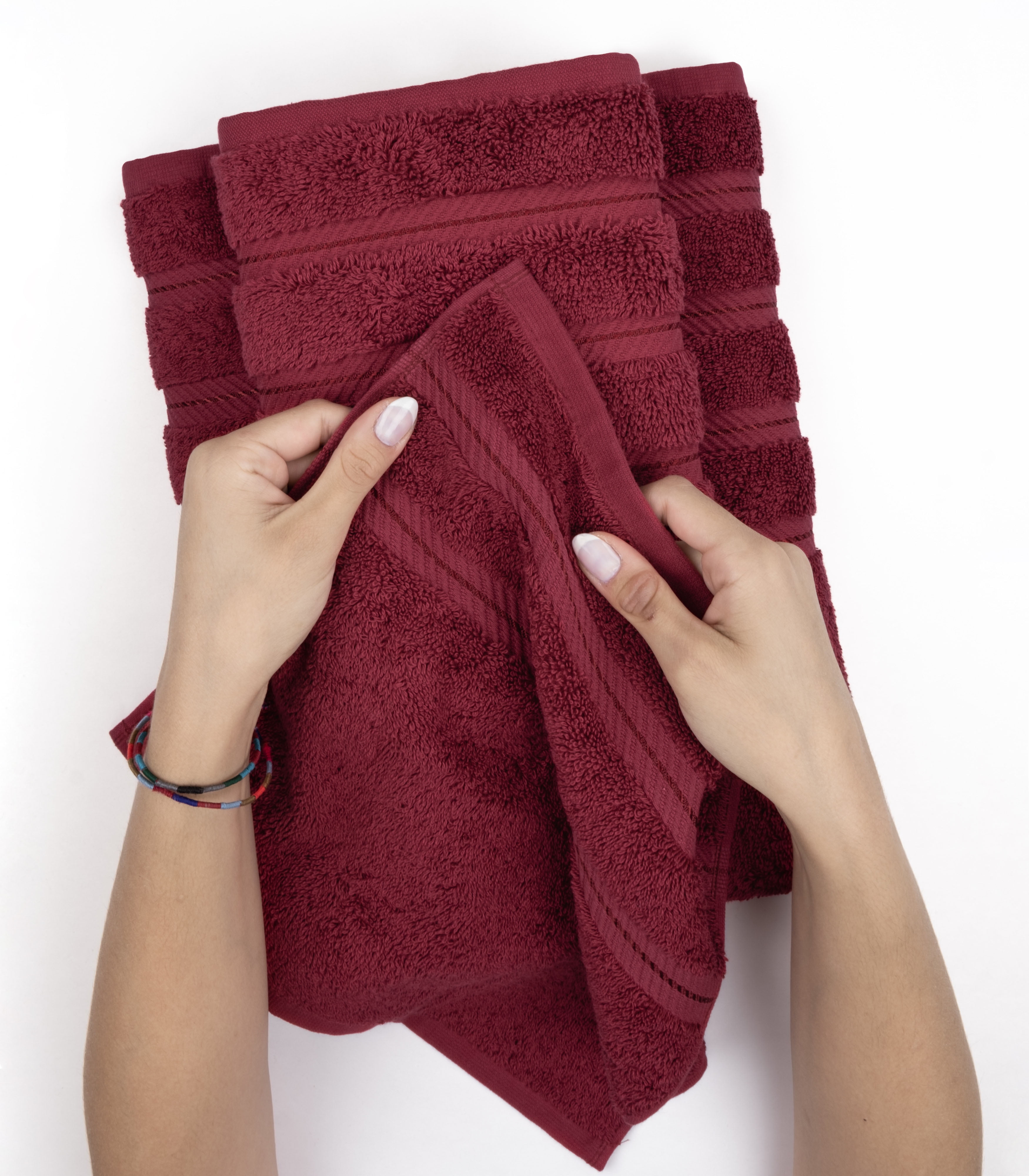 American Soft Linen 6 Piece Towel Set, 100% Cotton Turkish Towels, Bordeaux Red