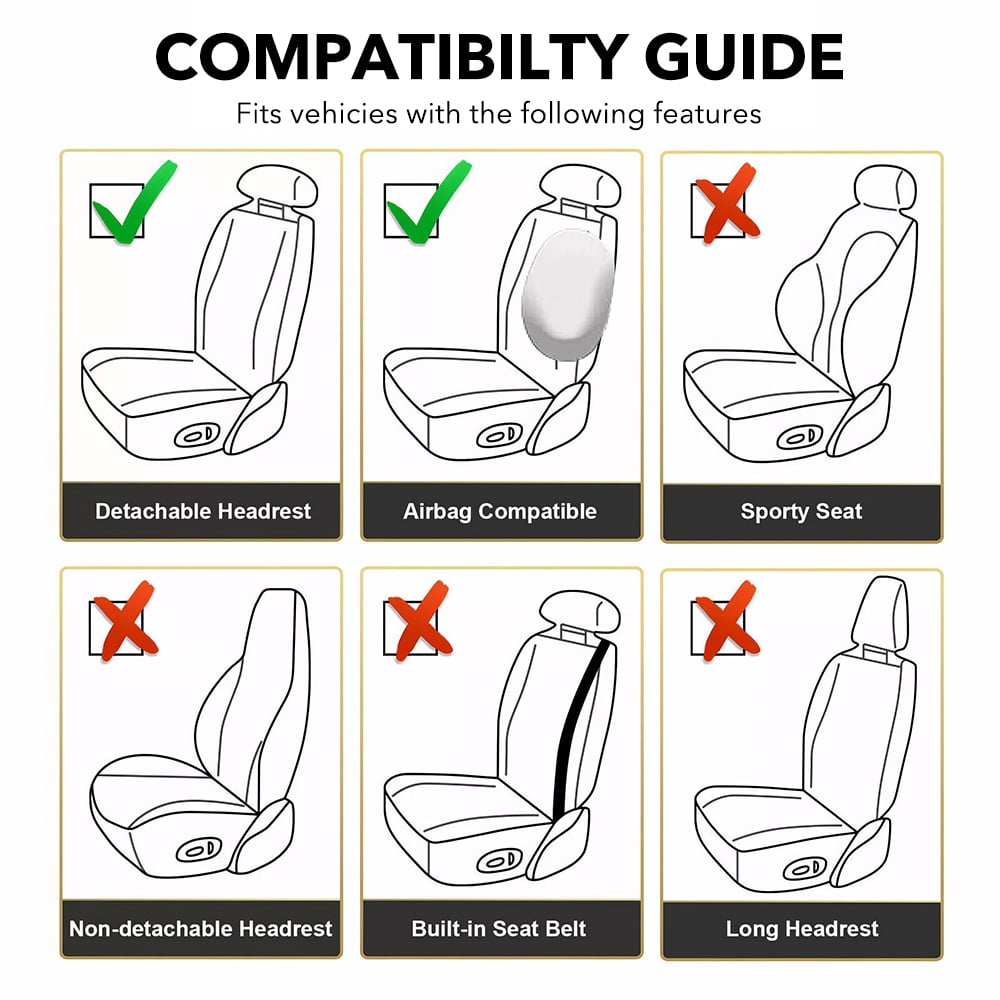 PEPWELL 5Pack Nappa Leather Full Set Car Seat Covers, Universal Fit for Cars/SUV/Sedans, Waterproof Breathable 3D Luxury Design with Airbag Compatibility