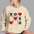 thumbnail image 3 of Valentines Day Crewneck Sweatshirts Women Long Sleeve Heart Pullover Shirts Crewneck Casual Fashion Outfits, M Beige, 3 of 5
