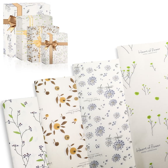 20 Sheets Wrapping Paper Cute Design, Lovely Floral Birthday Wrapping Paper, Precut Gift Wrap for Wedding Mother's Day Bridal Shower, 29.5 x 20.4 Inch